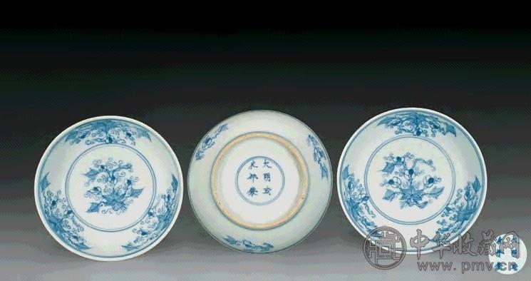 清雍正 青花淡描花卉盆(3件)