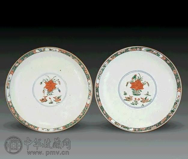 清康熙 酱地描金盆(2件)