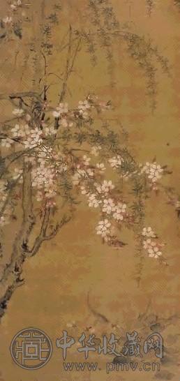 章洪 花卉游鱼 立轴 设色绢本