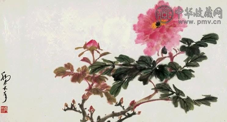 乔木 花卉牡丹 镜片 纸本