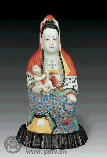 民国 粉彩送子观音
