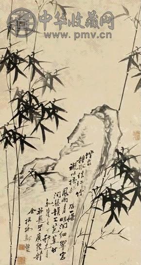 中国古美術・純手描き三尺画芯竹子図・水墨画・鄭板橋印款・書道・肉筆・带水印・宣紙 中国古美術・純手描き三尺画芯竹子図・水墨画・鄭板橋印款・書道
