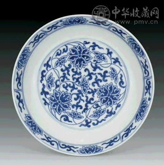 清同治 青花缠枝莲盆