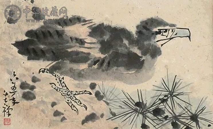 李苦禅松鹰图镜心设色收藏资讯|艺术家|书画家|书画名人|书法家-中华收藏网