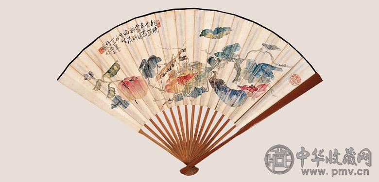 丁宝书 花鸟(2件) 成扇