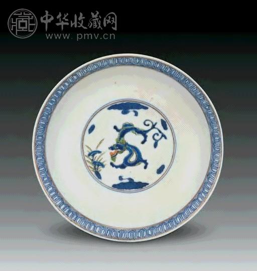 清咸丰 青花料彩龙纹盆