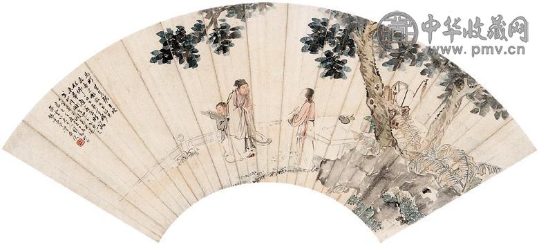 陈康侯 东坡故事 扇面 设色纸本