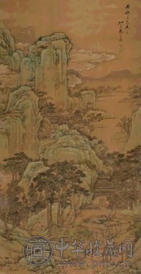 万上遴 山水 立轴 设色绢本