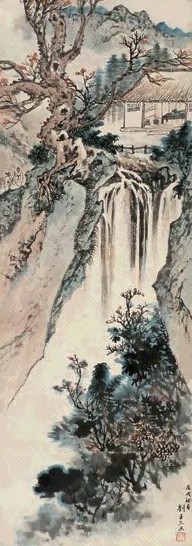 刘子久 戊戌(1958年)作 策杖访友 立轴 设色纸本