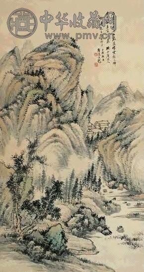 汪声远 甲戌(1934年作) 山水 中堂 设色纸本