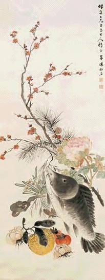 汤禄名 富贵有鱼 立轴 设色纸本