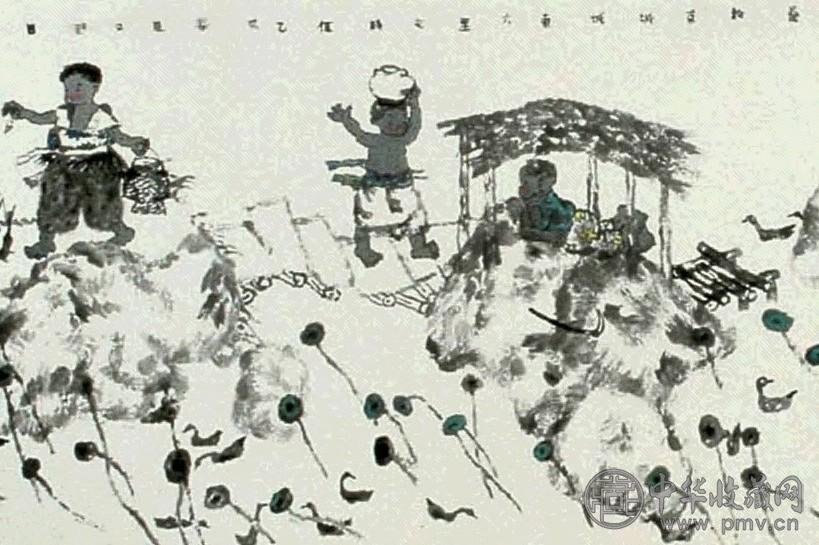 聂鸥 夏日河畔 镜心 纸本