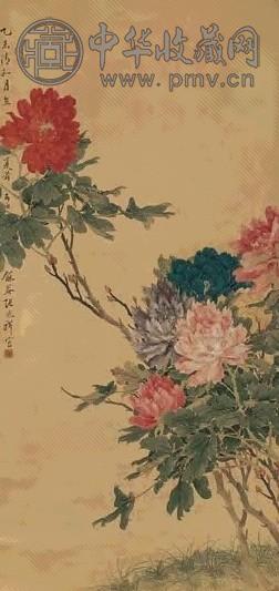 张兆祥 乙未(1895年)作 牡丹 立轴 设色绢本