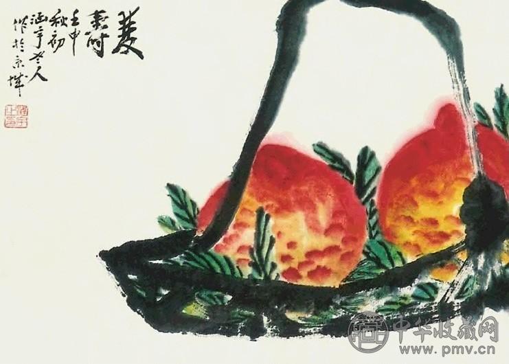 何涵宇 寿桃 镜心 纸本