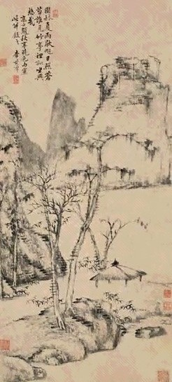 李世倬 1757年作 秋亭晓色 立轴 水墨纸本