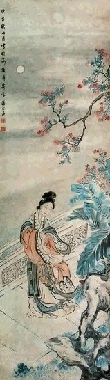 汤禄名 仕女 立轴 设色纸本