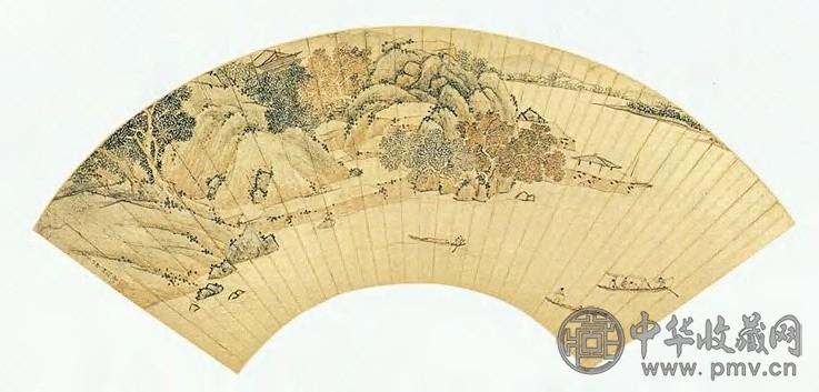 明 邵弥 山水 扇面