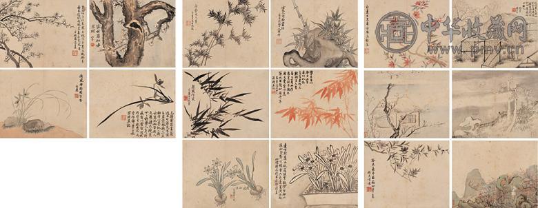 罗聘 方婉仪 癸未(1763年)作 罗遯夫夫妇合璧册 册页(16开) 水墨、设色纸本