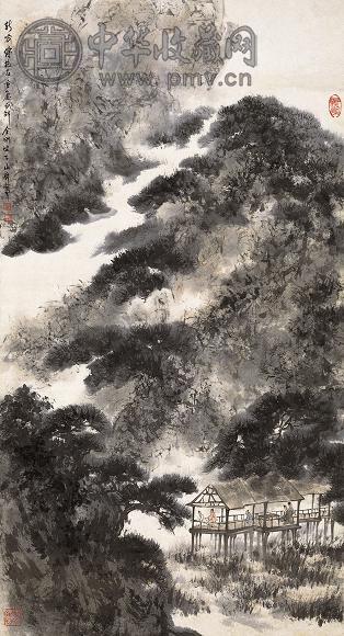 傅抱石 高士论艺图 立轴 设色纸本