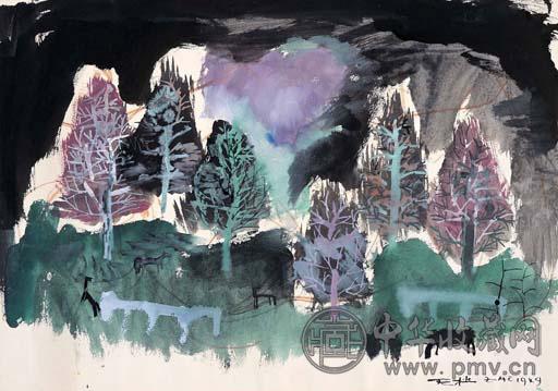 赵无极 1949年作 森林小路 水彩纸本