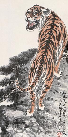 胡爽盦 己未(1979年)作 松风虎啸 立轴 纸本