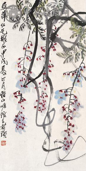 齐白石 甲戌(1934年)作 紫藤 立轴 纸本