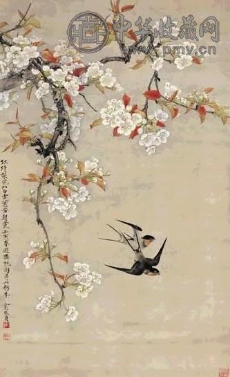 俞致贞 梨花双燕 镜心
