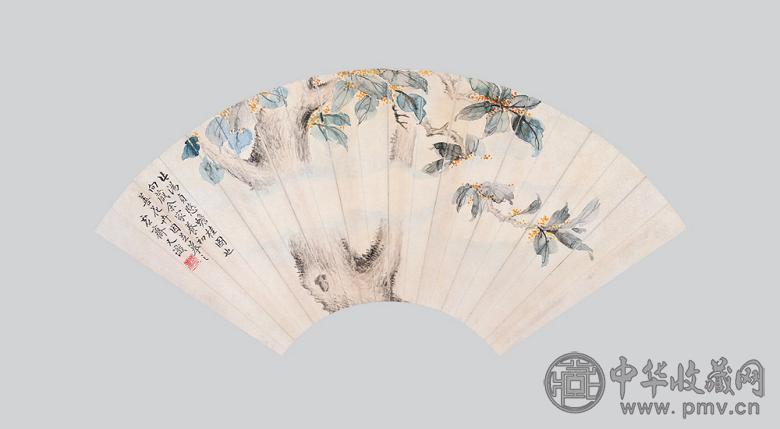 庞元济 月桂树 扇面 纸本