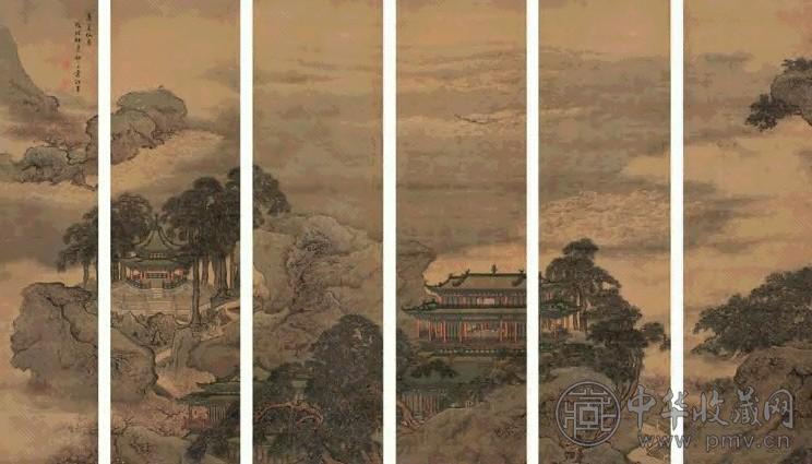袁江 戊戌(1718年)作 蓬莱仙岛通景 立轴(12幅选1) 设色绢本