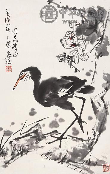 康宁 松鹤 立轴 设色纸本