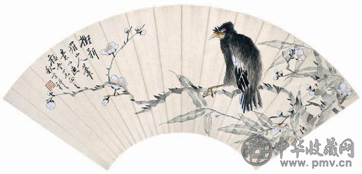 王礼 花鸟 扇面 设色纸本