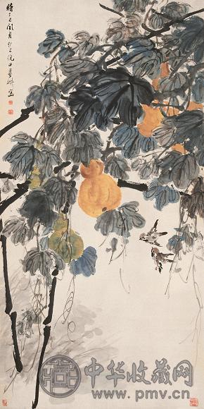 倪田 花鸟 镜心 设色纸本