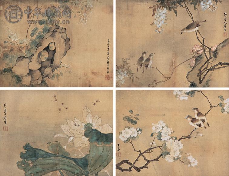 居廉 花鸟草虫 立轴 设色绢本