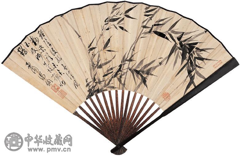 溥侗 溥伒 竹 书法 成扇 纸本