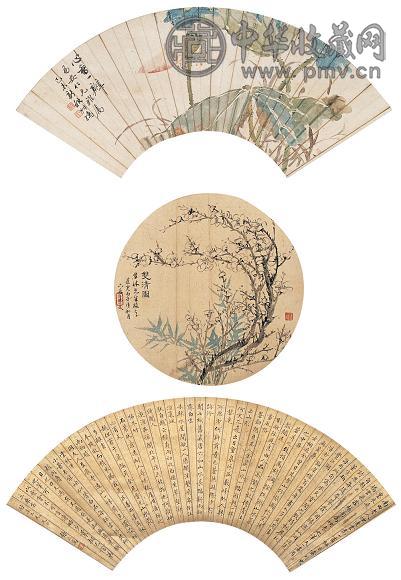 赵叔孺 张之万 书画合璧 立轴 设色绢本/纸本