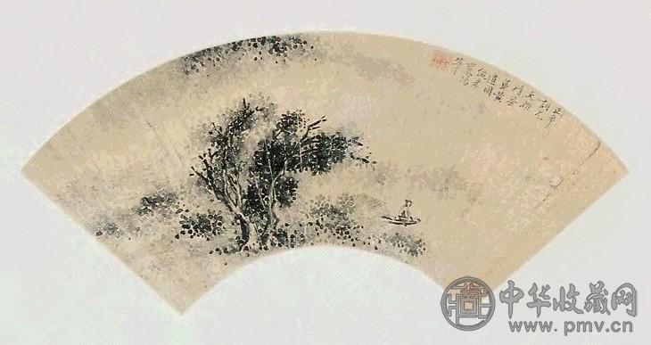 黄道周 山水 扇面 金笺