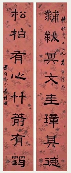 桂馥 隶书八言联 立轴 水墨绢本