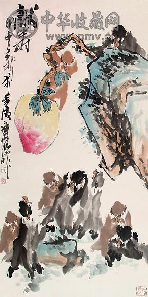 徐培晨 献寿 立轴 设色纸本