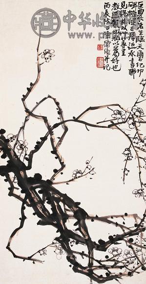 陈师曾 丙辰(1916年)作 老梅图 立轴 设色纸本