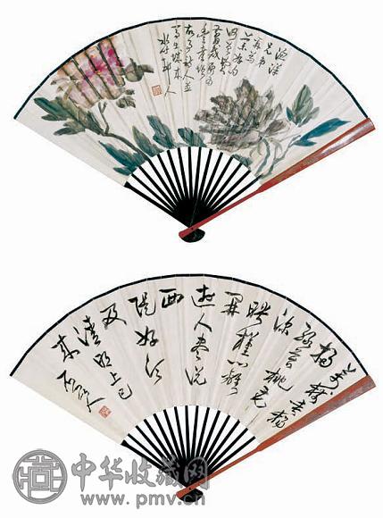 徐世昌 花卉 扇面 设色纸本