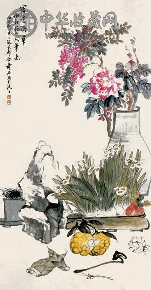 金寿石 荣华富贵 立轴 设色纸本