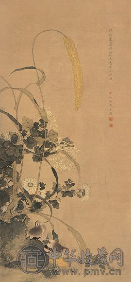马荃 花鸟 镜心 设色纸本