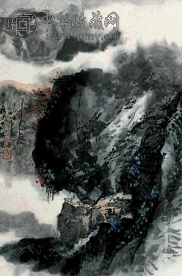 梁树年 山水 立轴 设色纸本