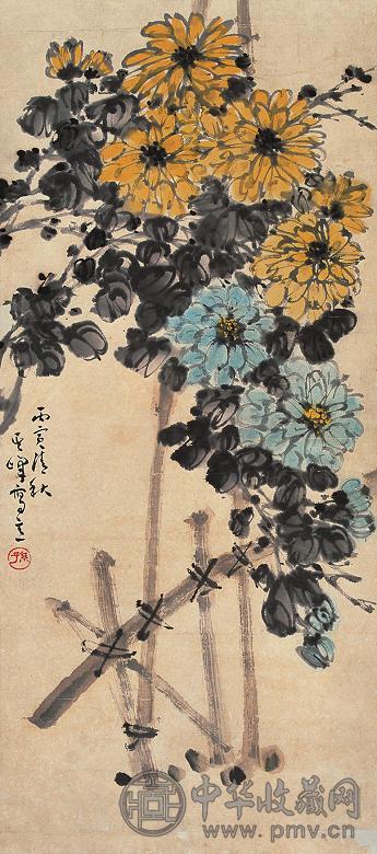 孙其峰 1986年作 菊花 立轴 设色纸本