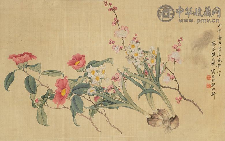 张兆祥 花卉 立轴 绢本