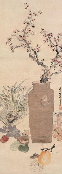 汤禄名 朝岁图 立轴 设色纸本