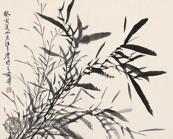 汪吉麟 墨竹 立轴 水墨纸本