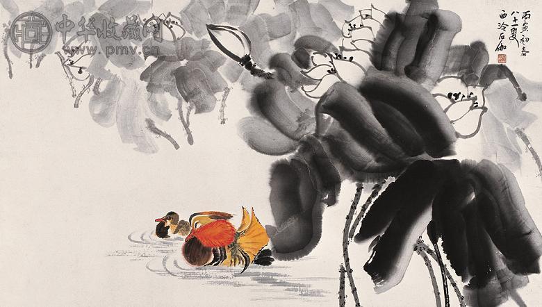 申石伽 1986年作 花鸟 镜心 设色纸本