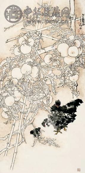 郑乃珖 子母鸡 镜心 设色纸本