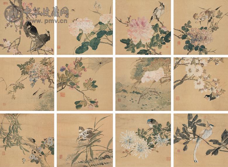 王鹄 花鸟 镜心 绢本